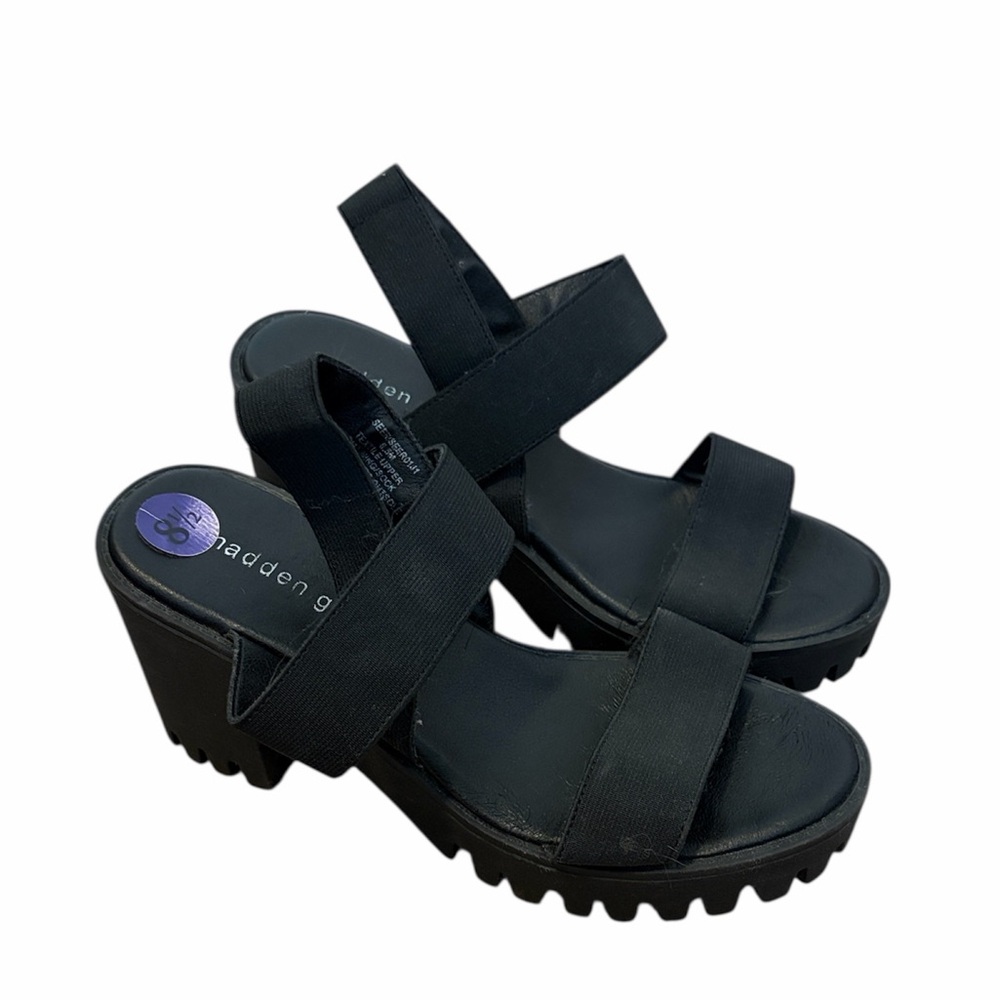 Madden Girl Black Chunk Heel Sandal, Size 8.5